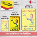 XL Warnschild I Spielende-Kinder I Aluverbund-Schild I 30 x 40 cm I hin_397