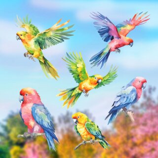 Fensterbilder Papageien