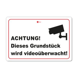 XXL Warnschild I Achtung Video-Überwachung I Aluverbund-Schild I 60 x 40 cm I hin_432