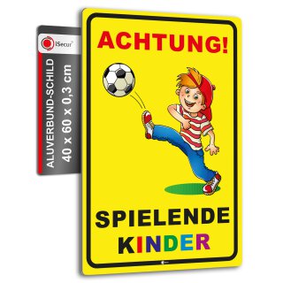 XXL Warnschild I Spielende-Kinder I Aluverbund-Schild I 40 x 60 cm I hin_398