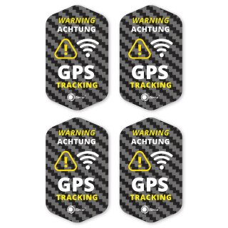 iSecur 4er GPS Tracking Aufkleber Set I 3 x 5 cm I Warning GPS-Gesichert I außenklebend wetterfest I hin_833