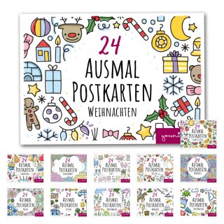 younikat Postkarten zum Ausmalen in DIN A6-24 Motive