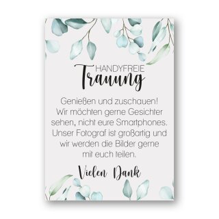 Schild Handyfreie Trauung Eukalyptus DIN A3